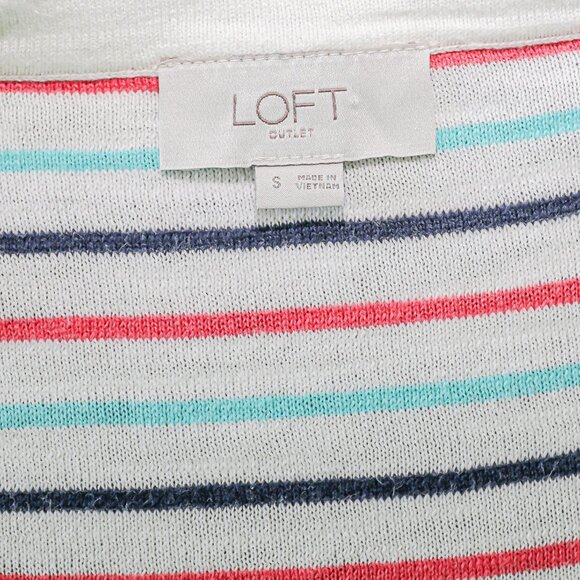 LOFT Colorful Striped Cotton Knit Sweater Cotton Crew Neck Summer Spring Top - Picture 4 of 4